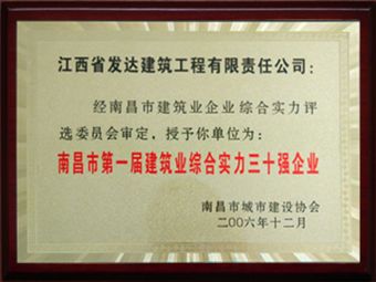 南昌市第一届建筑业三十强企业